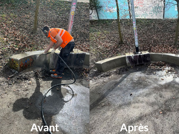 retrait de tags banc public geneve